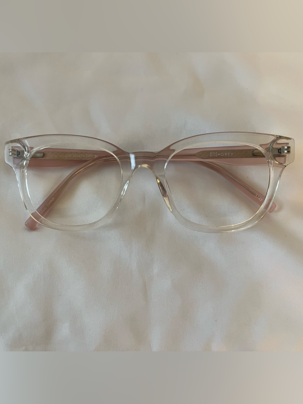 Kids Clear Pink Round Glasses with Soft Pink Temples